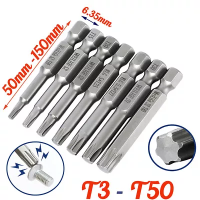 Torx Screwdriver Bit Set T3 - T50 Hex Security Magnetic Head 50-150mm Extra Long • $2.79