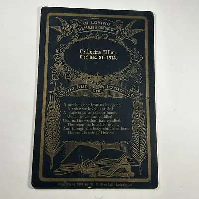Funeral Remembrance Cabinet Card Catherine Miller Died 1914 Mortuary Card Morbid • $19.99