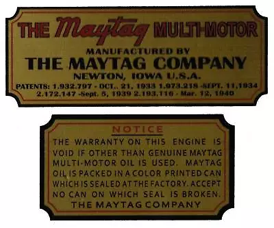 Maytag Gas Engine Decal Set 72 Twin & 92 Singles Multi Motor Wringer Washer • $8.38