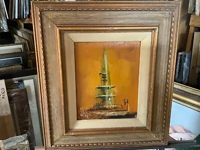 1967 Vanguard Studios Beverly Hills CA Mid-Century Modern Oil Painting By Stuart • $625