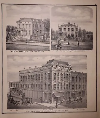 1874 Print ~ MASONIC HALL ORANGE & MAIN STREET  ASHLAND Co. OHIO (14x17) -#003 • $36.55
