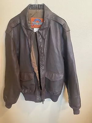 Vintage Cooper A-2 USA Air Force Goatskin Leather Bomber Jacket Brown Size: 44L • $105