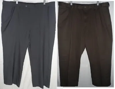 44 X 24 Brown Navy Blue Comfort Expandable Stretched Elastic Waist Men Pants • $17.90