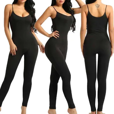 Women's Spaghetti Strap Tank Unitard Jumpsuit Tights Body Stocking Yoga Catsuit  • £6.35