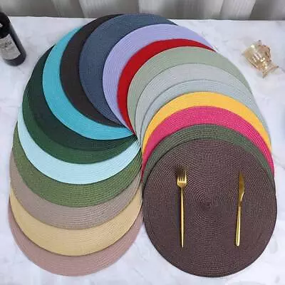 Woven Table Place Mats Large Round Place Mat Dining Tableware Washable Dinner UK • £8.99