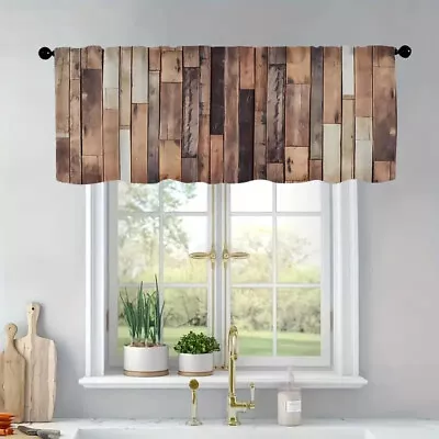 Wooden Planks Boards Farmhouse Cabin Lodge Window Valance Rustic 54 X18  - NEW • $15.89