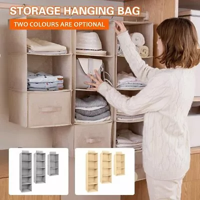 UK Tidy Hanger Hanging Wardrobe Storage Shelf Closet Organiser Clothes Box • £4.99