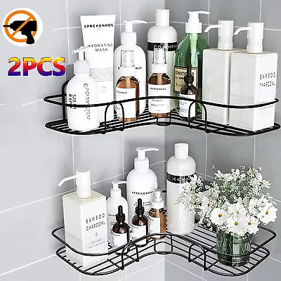 £11.98 • Buy 2 Tier Bathroom Triangular Shower Caddy Shelf Corner Bath Storage Holder Rack+