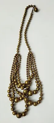 Vintage Graduated Brass Brads 15  5 Stranded Metal Beaded Choker Necklace 60gms • $29.99