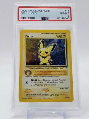 Pichu 2000 Pokemon Tcg Neo Genesis Holo Rare #12 Psa 8 Q2018 • $24.50