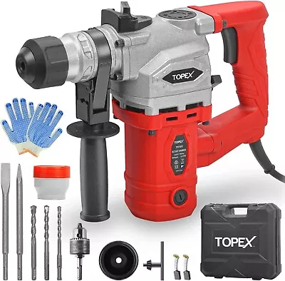 TOPEX 1010W SDS+ Rotary Hammer Drill Demolition Jack Hammer Kit W/ Chisels Drill • $145.90