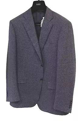 Canali Smart Mens Purple Check Wool Blazer Size 52r Uk 42r • £129.95