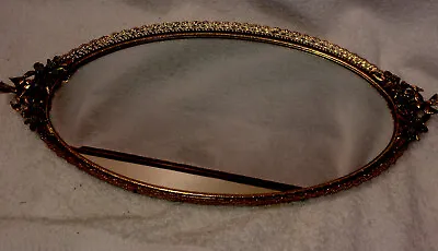 Vintage Matson Gold-tone Filigree Vanity Dresser Mirror Tray Bird Dogwood  MCM • $89