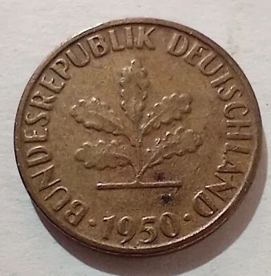 Bundesrepublik Deutschland 5 Pfennig Coin 1950 G Germany • $2.27