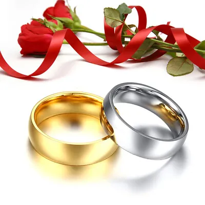 Gold Silver Couple Lover Men Women Wedding Ring Stainless Steel Eternity Promise • £1.19