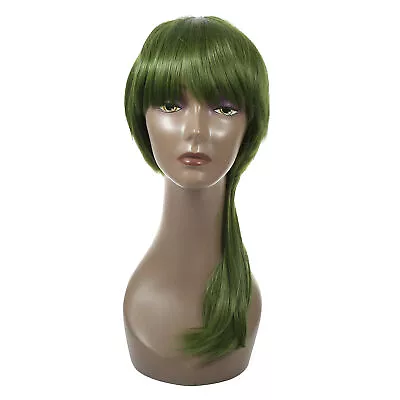 Item Of 1 Women 20  Curly Hair Wigs Green Long Hair Wig With Wig Cap • $15.03