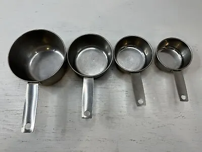 4 Vtg FOLEY Stainless Measuring Cups Stainless 1/4 1/3 1/2 1 Cup Vintage • $26