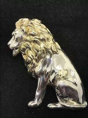 Vintage Designer YAACOV HELLER  925 Silver & Gold  Large Male Lion  Brooch Pin • $399.99