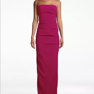 Pink Silk Nicole Miller Strapless Gown Size 4 • $100