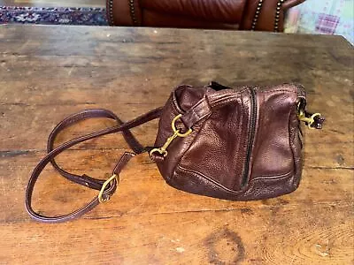 Vintage Victoria USA Brown Leather Crossbody Satchel Organizer Unique Shape • $28