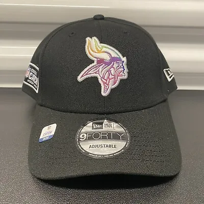 New Era 9Forty Minnesota Vikings Crucial Catch Black Adjustable Hat Cap 2023 OS • $19.97