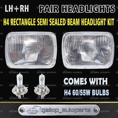 $35.49 • Buy Pair 5x7  H4 Headlight Upgrade Kit For Hilux Ute 60/55w Rectangle Headlamp