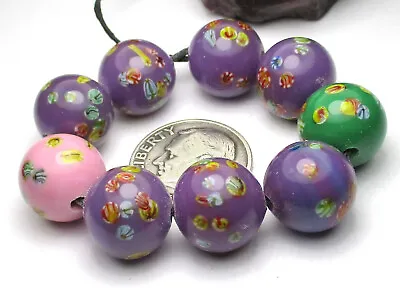 9 Spectacular Old Mixed Japanese  Millefiori  Vintage Glass Beads • £19.48