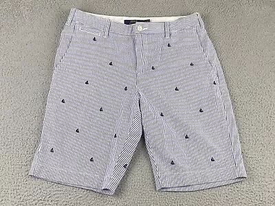 Polo Ralph Lauren Womens Seersucker Shorts Size 8 Blue White Navy Sailboats EXC • £49.22