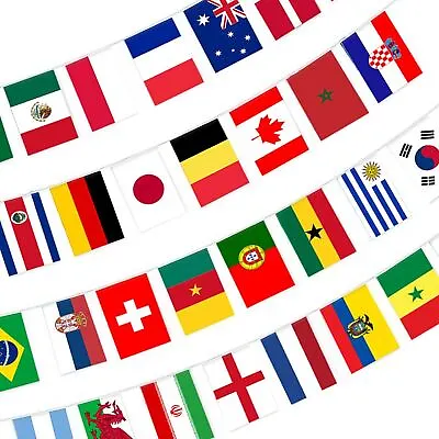 32 Countries International String FlagsBunting Pennant Banners For World Cup Sp • £3.59