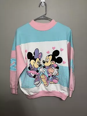 Vintage 80s Mickey Mouse Minnie House Homecoming Football Sweater Medium • $100