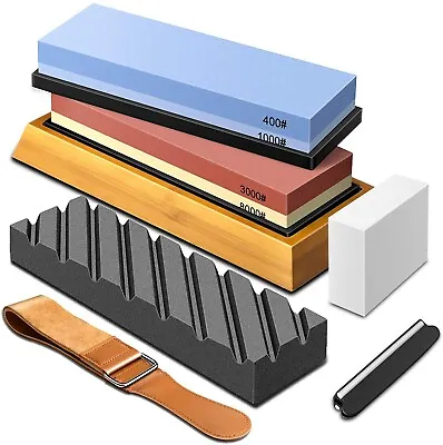 9PCS Knife Sharpening Stone Kit Dual Whetstone 400 1000 3000 8000 Grit Sharpener • $39.99