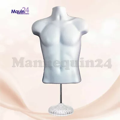 NEW Male Mannequin Form + StandTorso Men Display TRADE SHOW Pant T-Shirt -WHITE • $54.85