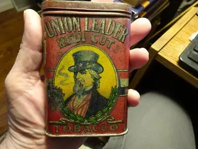 EARLY 1900s  UNION LEADER POCKET TOBACCO TIN  • $179.99