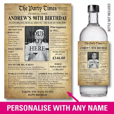 £3.74 • Buy 1933 90th PERSONALISED BIRTHDAY WINE SPIRIT PROSECCO BOTTLE LABEL PHOTO 187
