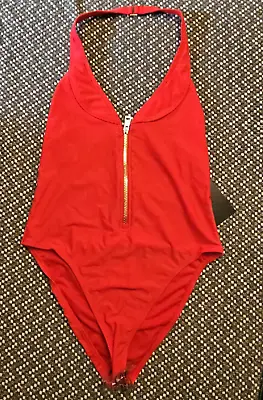 South Beach Red One Piece Zip Up Swimsuit Size 16 • £12.50