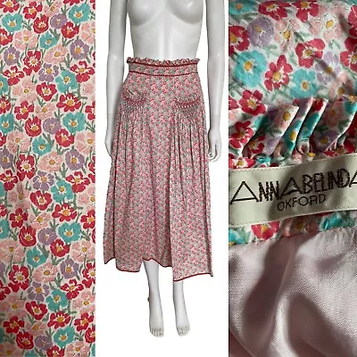 Vintage Anna Belinda Oxford 70s 80s Liberty Print Ditsy Cottagecore Midi Skirt 8 • £19.99