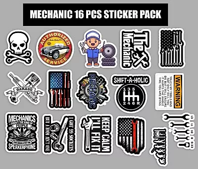 Mechanic 16 Pcs Sticker Pack Vinyl Stickers Waterproof Laminated • $13.99