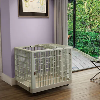 38  Large Dog Crate Kennel Plastic Cage Lockable Medium Large Dogs With 4 Wheels • $119.96