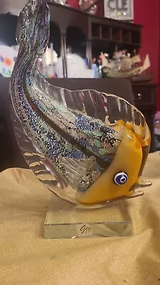 Vintage Hand Blown Glass Mid Century Fish Figurine  11  X 7.5  • $75