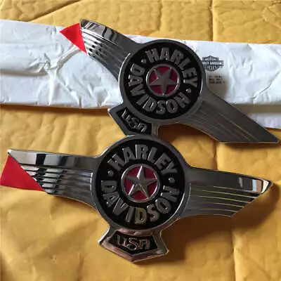OEM Gas Fuel Tank Emblems Decal Badge For Harley Davidson Fatboy Softail Chrome • $114.99
