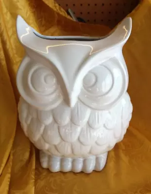 LOVELY FUN OWL 8 INCH WHITE OWL PLANTER VASE Free Shipping • $16