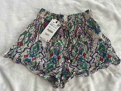 Zara Women's Floral Booty Shorts Bohemian Y2K  Size USA XS MSRP $25.95 • $18.50