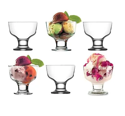 6 X Ice Cream Sundae Glass Footed Dessert Bowls Fruit Cocktail Trifle Glasses • £12.99