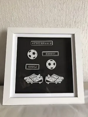 £8 • Buy Boxed Frame Picture Football Theme Handmade 20cm X 20cm