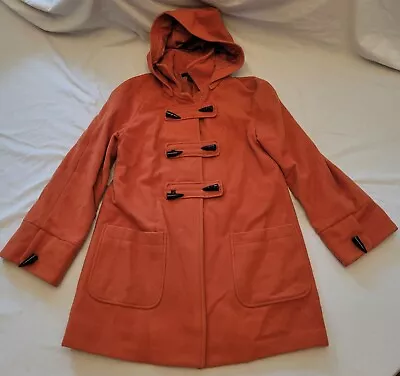 Chadwicks Wool Blend Coat With Toggle Closure Detachable Hood Women Sz. 8 Orange • £28.94