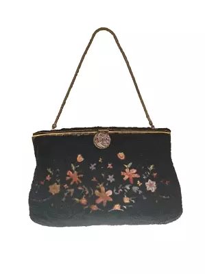 Vintage Real Point De Beauvais Floral Hand Made Beaded Purse Made In France • $29.99