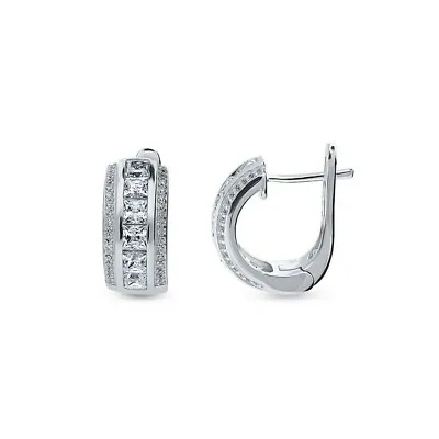 925 Sterling Silver CZ Cubic Huggie Hoop Small Earrings Men Women - Gift  • $9.99