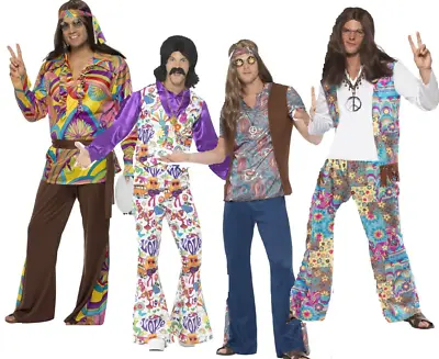 Adult Mens 60s 70s Hippie Hippy Man Groovy Woodstock Fancy Dress Costume Outfit • £15.99