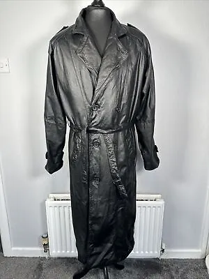 Pelle Studio Black Leather Trench Full Length Thinsulate Lined Coat Men's M • $161.85