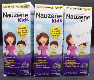 3 Pack Nauzene Kids Nausea & Upset Stomach Relief ~Liquid~Grape~EXP:12/2024+ • $28.95